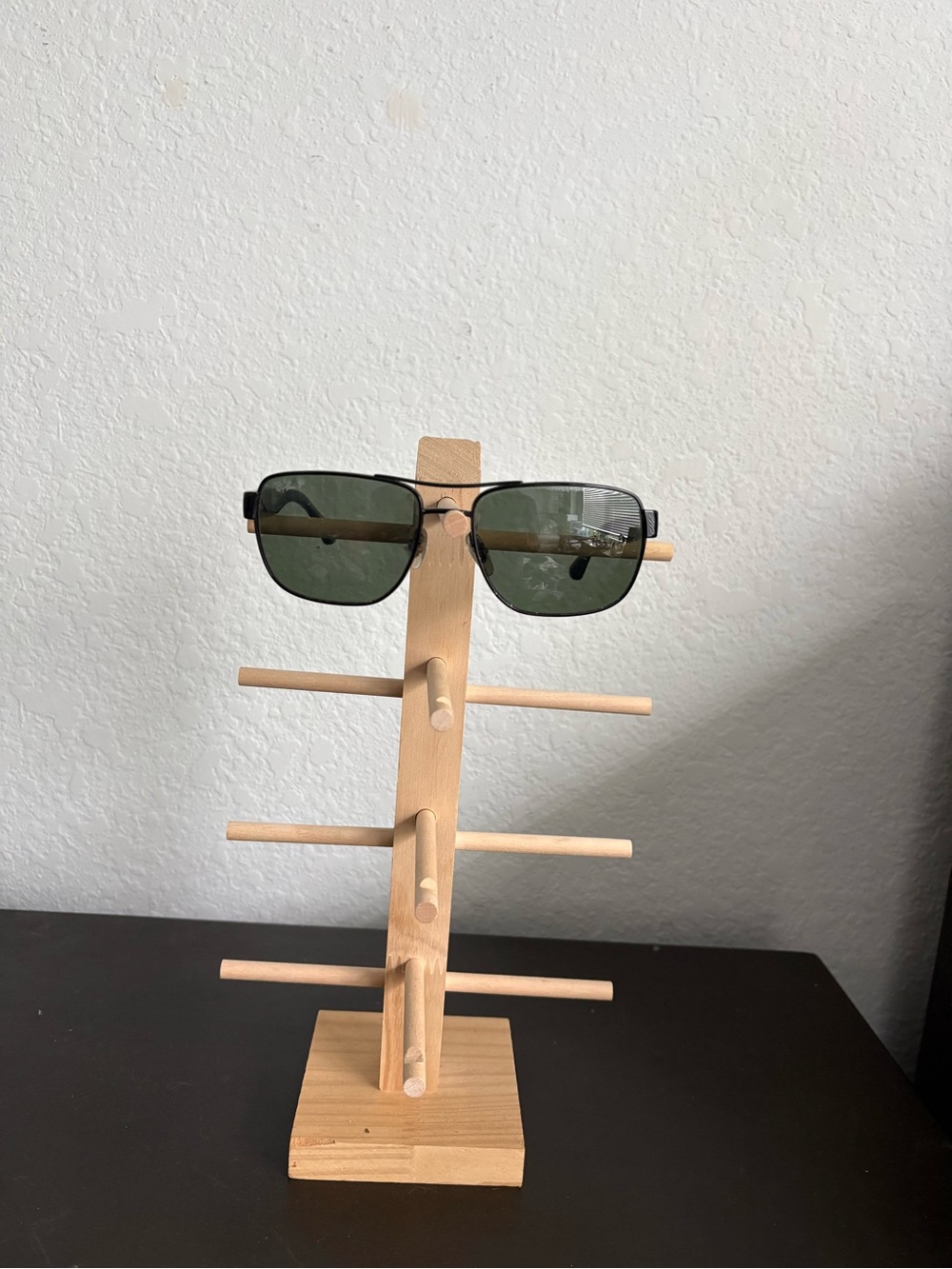 Men's Ray Ban Rectangular Metal Frame Sunglasses - Green Lenses